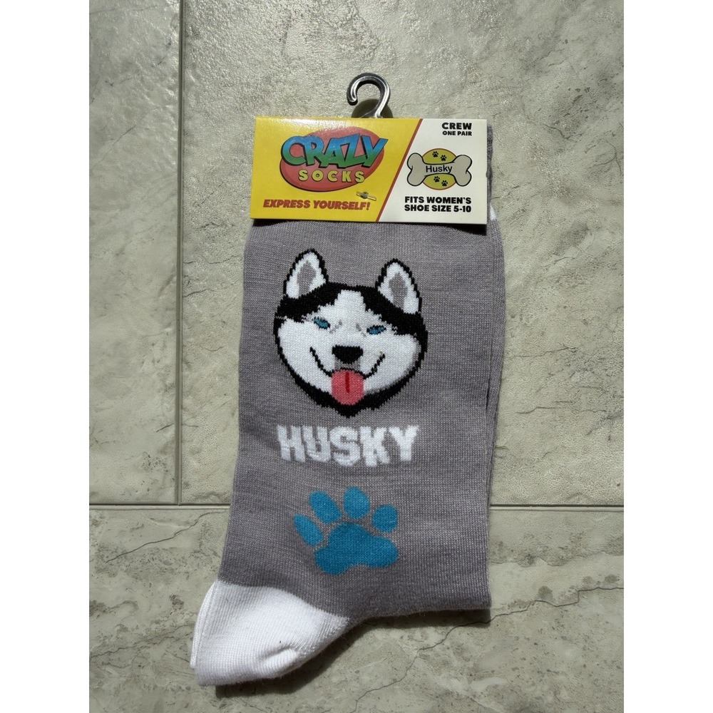 Crazy Socks Husky Dog Women's Shoe Size 5-10